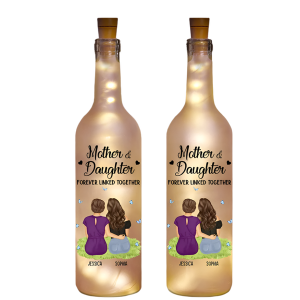 Mother & Daughter Forever Linked Together Personalized Bottle Light Lamps