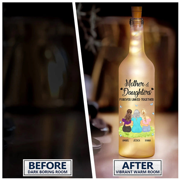 Mother & Daughter Forever Linked Together Personalized Bottle Light Lamps