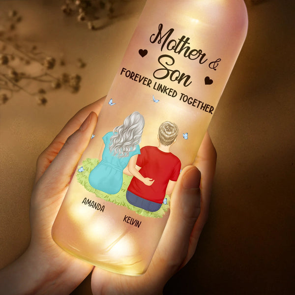 Mother & Daughter Forever Linked Together Personalized Bottle Light Lamps