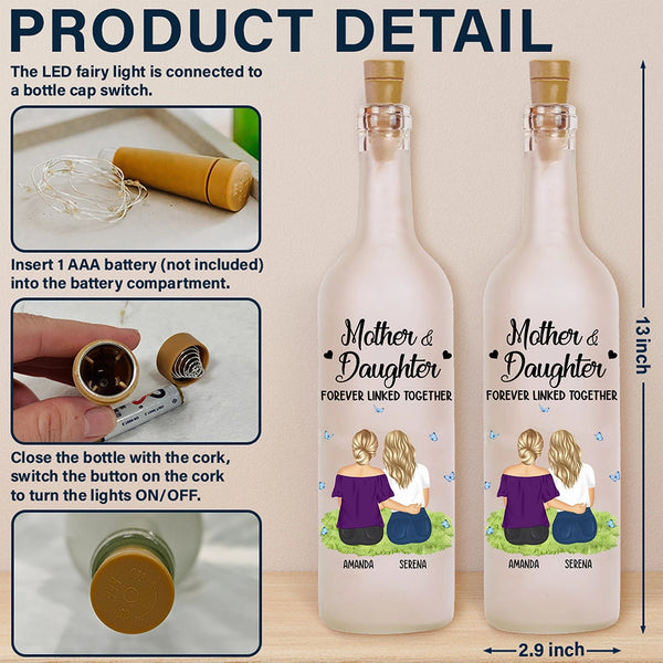 Mother & Daughter Forever Linked Together Personalized Bottle Light Lamps
