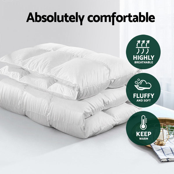 Giselle 700Gsm Duck Down Feather Quilt Duvet Doona Winter Blanket Double Double Bed Quilts