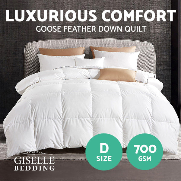 Giselle Bedding 700Gsm Goose Down Feather Quilt Double Double Bed Quilts