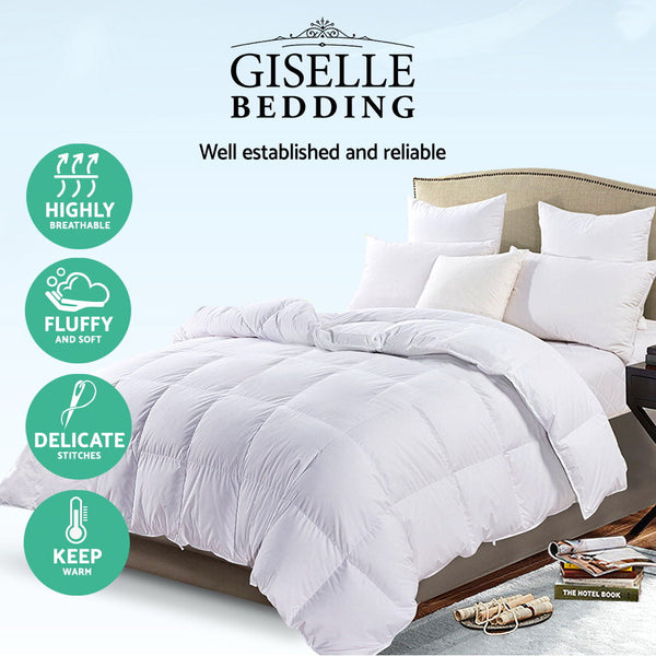 Giselle Bedding 700Gsm Goose Down Feather Quilt Double Double Bed Quilts