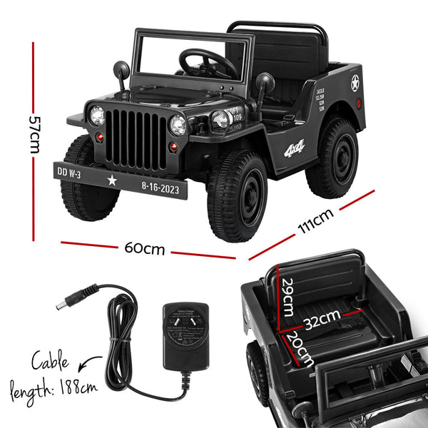Rigo Kids Electric Ride On Car Jeep Military Off Road Toy Cars Remote 12V Kids Ride On Toys