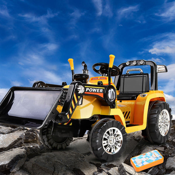 Rigo Kids Electric Ride On Car Bulldozer Digger Loader Remote 6V Yellow Kids Ride On Toys