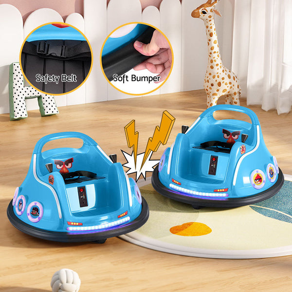 Kids Ride On Car Bumper Electric Toys Cars Light Remote Angry Birds Sticker Blue Kids Ride On Toys