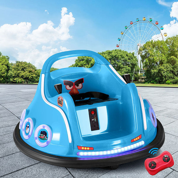 Kids Ride On Car Bumper Electric Toys Cars Light Remote Angry Birds Sticker Blue Kids Ride On Toys