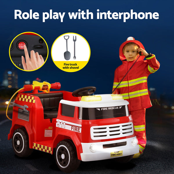 Rigo Kids Ride On Car Electric Fire Engine Fighting Truck With Water Gun Music Kids Ride On Toys