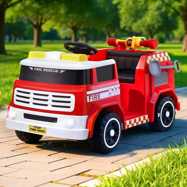 Rigo Kids Ride On Car Electric Fire Engine Fighting Truck With Water Gun Music Kids Ride On Toys