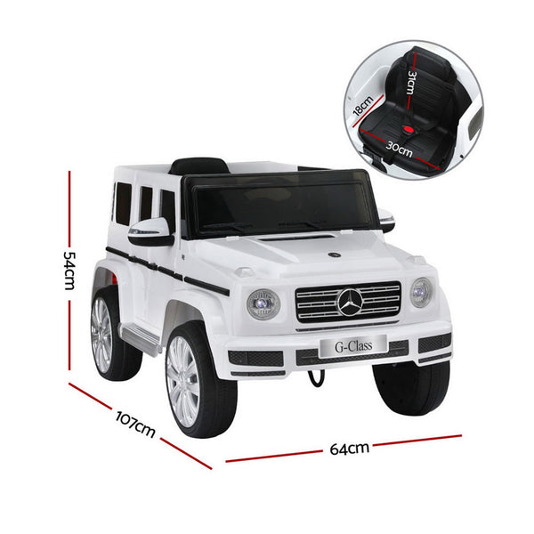 Kids Ride On Car Licensed G500 Electric Toys Horn Remote 12V White Kids Ride On Toys
