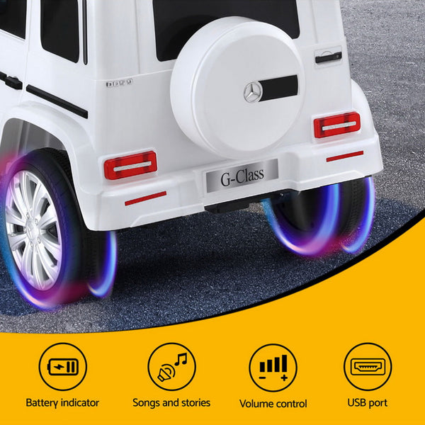 Kids Ride On Car Licensed G500 Electric Toys Horn Remote 12V White Kids Ride On Toys