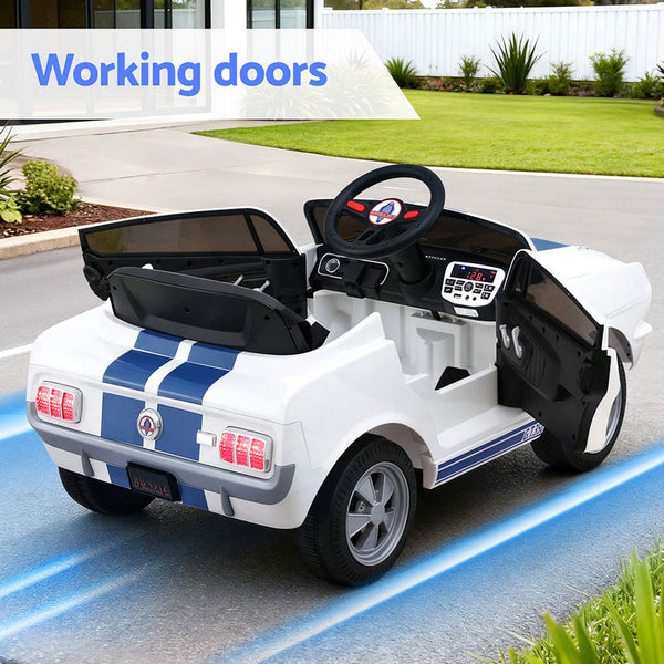 Kids Electric Ride On Car Licensed Gt350 Outdoor Toys Cars Music Remote White Kids Ride On Toys