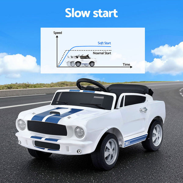 Kids Electric Ride On Car Licensed Gt350 Outdoor Toys Cars Music Remote White Kids Ride On Toys