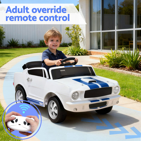 Kids Electric Ride On Car Licensed Gt350 Outdoor Toys Cars Music Remote White Kids Ride On Toys