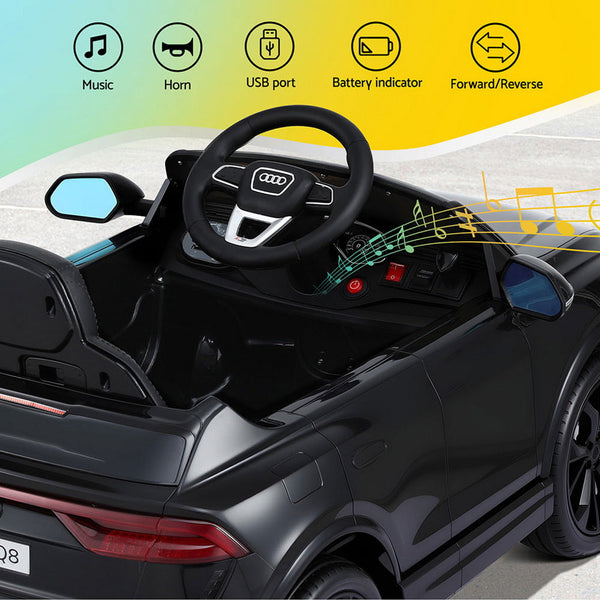 Kids Ride On Car Licensed Rsq8 Electric Toy Black Remote 12V Cars Black Kids Ride On Toys