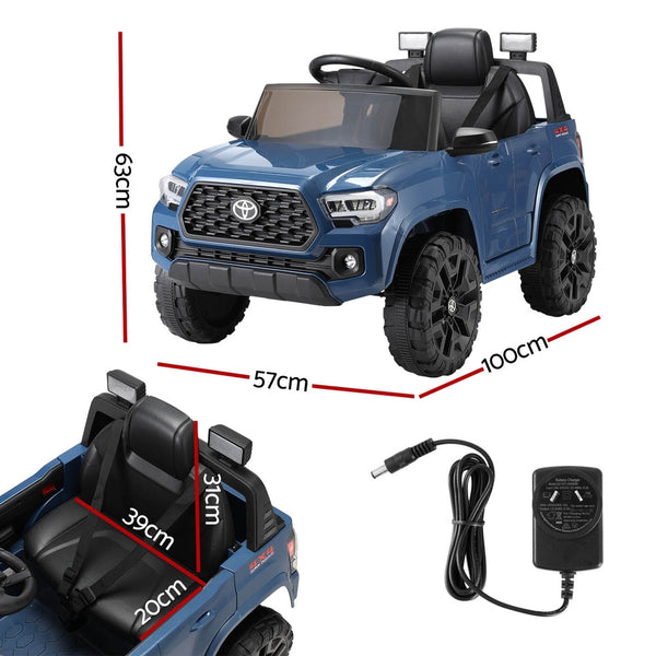 Kids Electric Ride On Car Toyota Tacoma Off Road Jeep Toy Cars Remote 12V Blue Kids Ride On Toys