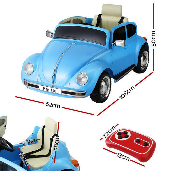 Kids Ride On Car Licensed Volkswagen Beetle Electric Toys Horn Remote 6V Blue Kids Ride On Toys