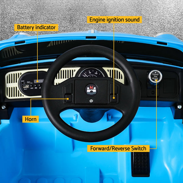 Kids Ride On Car Licensed Volkswagen Beetle Electric Toys Horn Remote 6V Blue Kids Ride On Toys