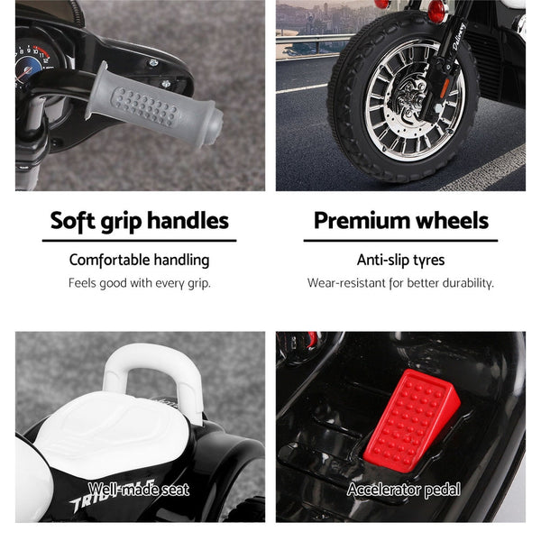 Rigo Kids Electric Ride On Patrol Police Car Harley Inspired 6V Black Kids Ride On Toys