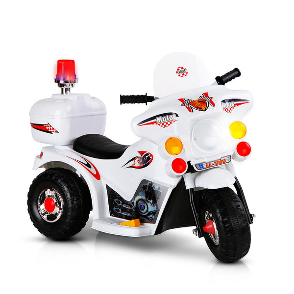 Rigo Kids Electric Ride On Police Motorcycle Motorbike 6V Battery White Kids Ride On Toys