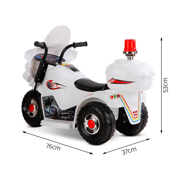 Rigo Kids Electric Ride On Police Motorcycle Motorbike 6V Battery White Kids Ride On Toys
