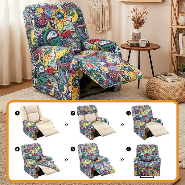 Artiss Kids Recliner Cover 4 Piece Floral Print Polyester Slipcover Slipcovers