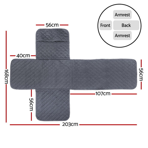 Artiss Recliner Chair Cover 100% Water Resistant Grey Slipcovers