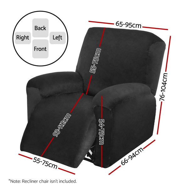 Artiss Recliner Chair Covers 1 Seater Velvet Black Slipcovers