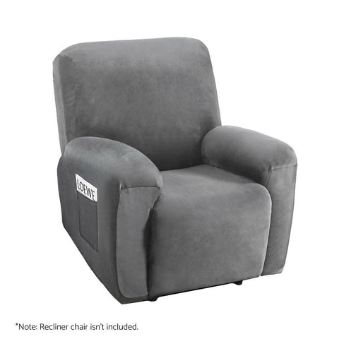 Artiss Recliner Chair Covers 1 Seater Velvet Grey Slipcovers