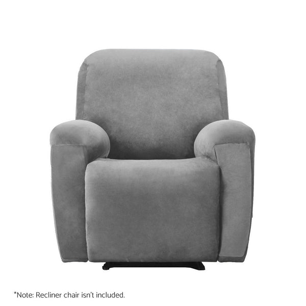 Artiss Recliner Chair Covers 1 Seater Velvet Grey Slipcovers