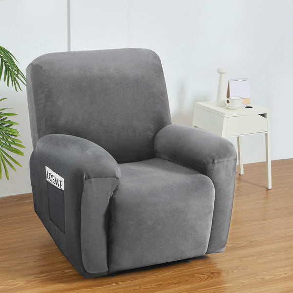 Artiss Recliner Chair Covers 1 Seater Velvet Grey Slipcovers