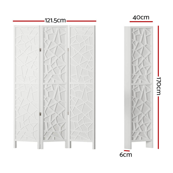 Artiss 3 Panel Room Divider Screen 122X170cm Clover White Screens & Room Dividers
