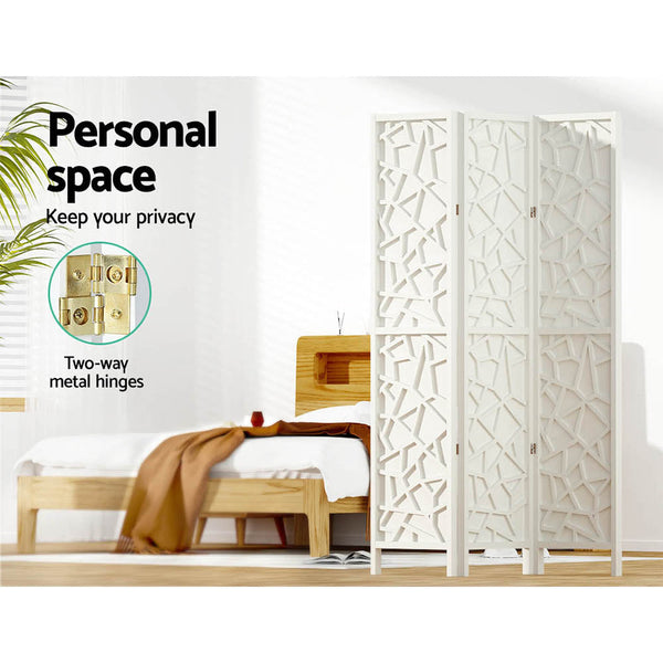 Artiss 3 Panel Room Divider Screen 122X170cm Clover White Screens & Room Dividers