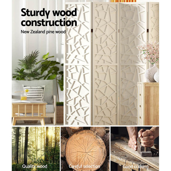 Artiss 3 Panel Room Divider Screen 122X170cm Clover White Screens & Room Dividers