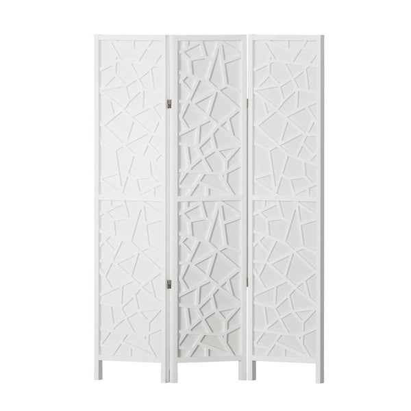 Artiss 3 Panel Room Divider Screen 122X170cm Clover White Screens & Room Dividers