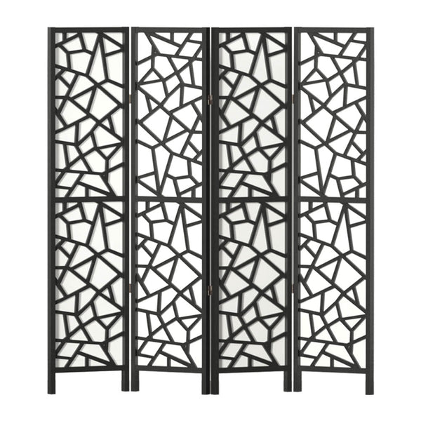 Artiss 4 Panel Room Divider Screen 162X170cm Clover Black Screens & Room Dividers