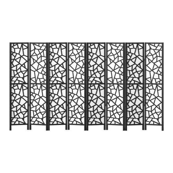 Artiss 8 Panel Room Divider Screen 325X170cm Clover Black Screens & Room Dividers