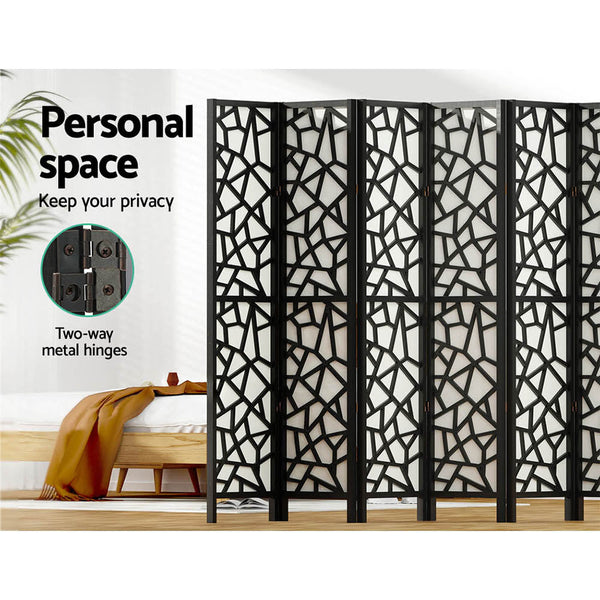 Artiss 8 Panel Room Divider Screen 325X170cm Clover Black Screens & Room Dividers