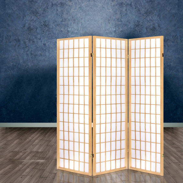 Artiss 3 Panel Room Divider Screen 131X179cm Natural Screens & Room Dividers