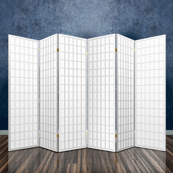 Artiss 6 Panel Room Divider Screen 261X179cm White Screens & Room Dividers
