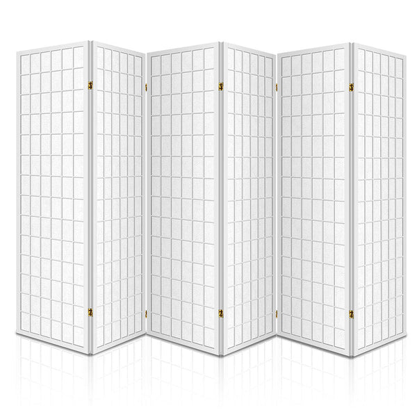 Artiss 6 Panel Room Divider Screen 261X179cm White Screens & Room Dividers