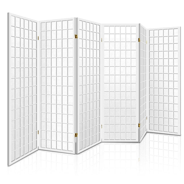 Artiss 6 Panel Room Divider Screen 261X179cm White Screens & Room Dividers