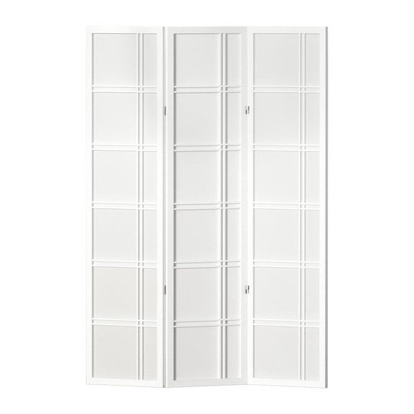 White Artiss 3 Panel Room Divider Screen 132X179cm Nova Natural White Screens & Room Dividers