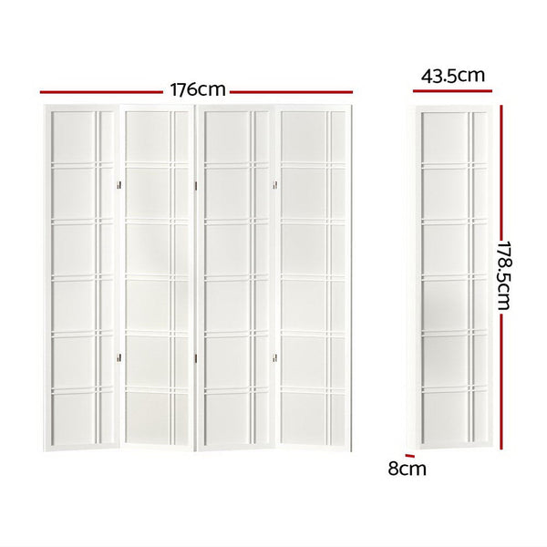 Artiss 4 Panel Room Divider Screen 176X179cm Nova White Screens & Room Dividers