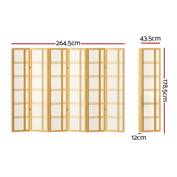 Artiss 6 Panel Room Divider Screen 265X179cm Nova Natural Screens & Room Dividers