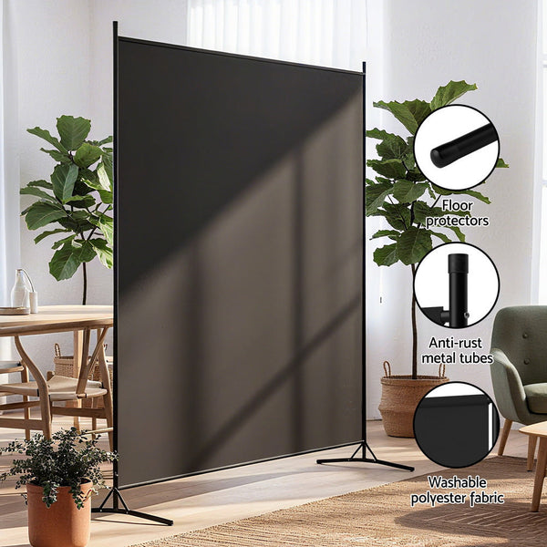 Artiss Room Divider Screen 175X180cm Fabric Black Screens & Room Dividers