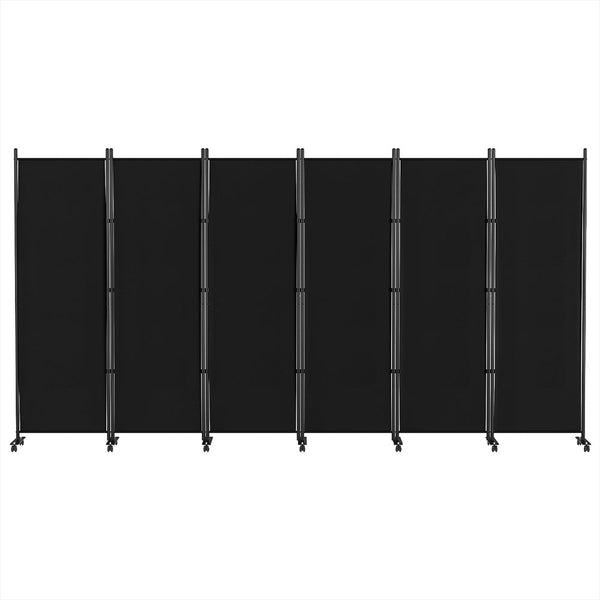 Artiss 6 Panel Room Divider Screen 323Cm Wheel Fabric Black Screens & Room Dividers
