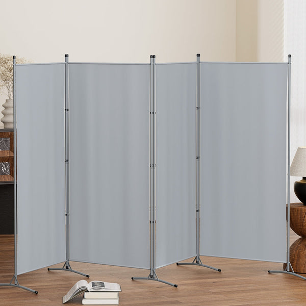 Artiss 4 Panel Room Divider Screen 345X180cm Fabric Grey Screens & Room Dividers
