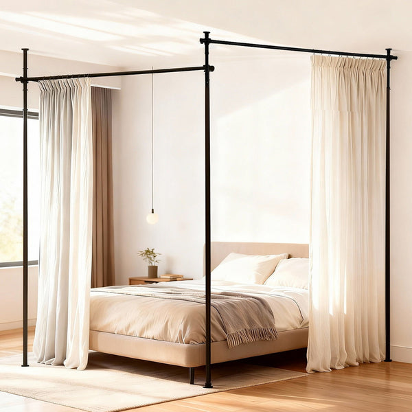 Artiss Room Divider Curtain Rod Extendable Black Curtain Poles & Accessories