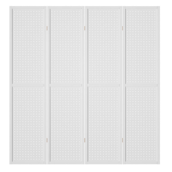 Screens & Room Dividers Artiss 4 Panel Room Divider Screen 164X170cm Pegboard White
